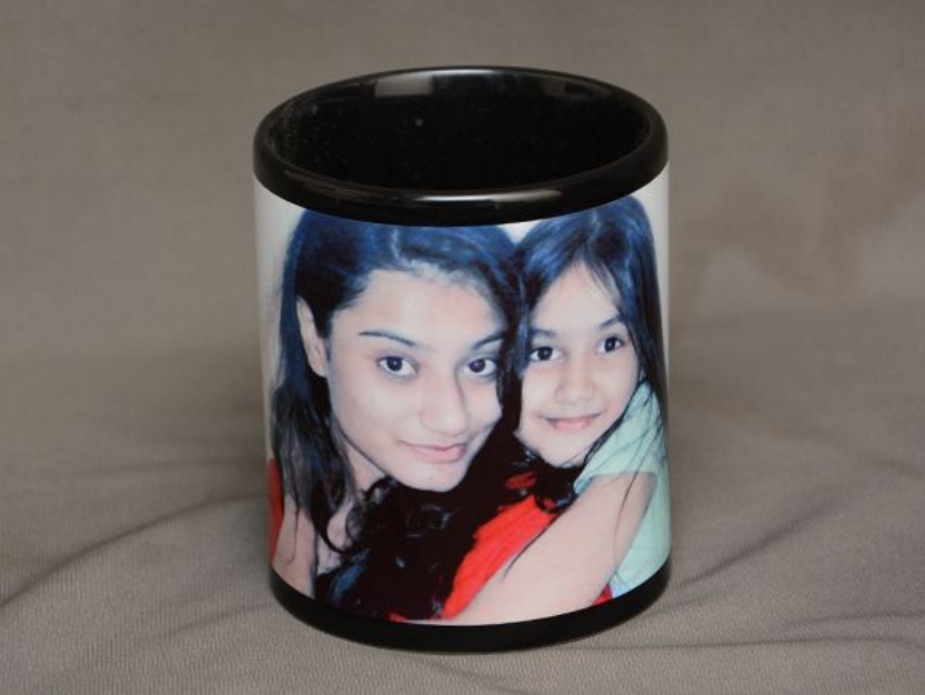 black mugs delhi Black mug with white logo – personalized gift item